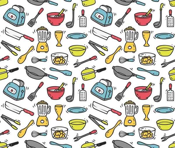 Ustensiles de cuisine fond sans couture — Image vectorielle