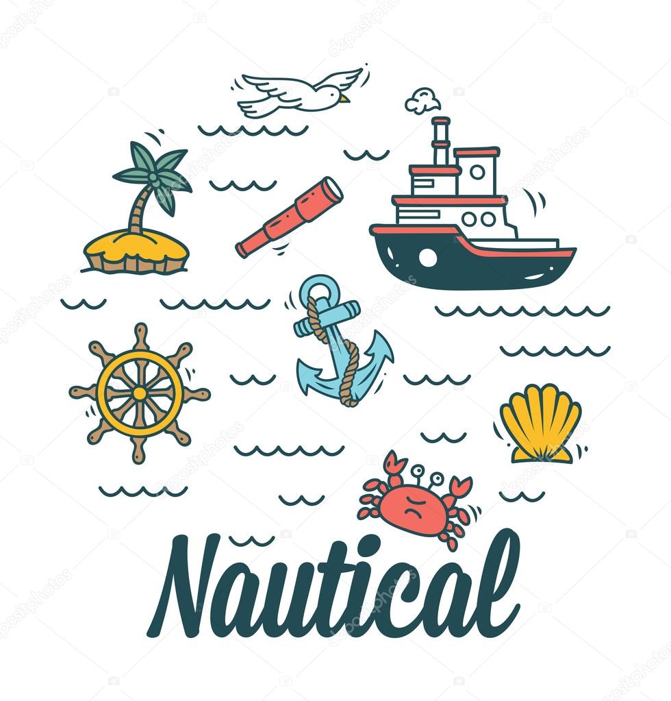 cartoon nautical, marine icon 