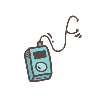 Mp3 player doodle izole 