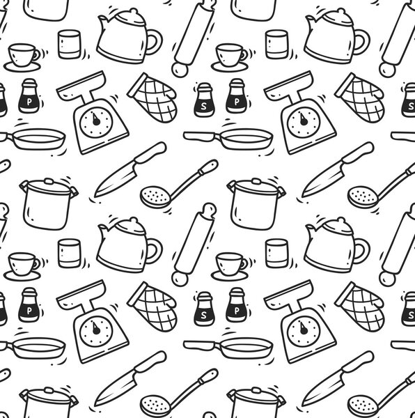 cooking utensils seamless background