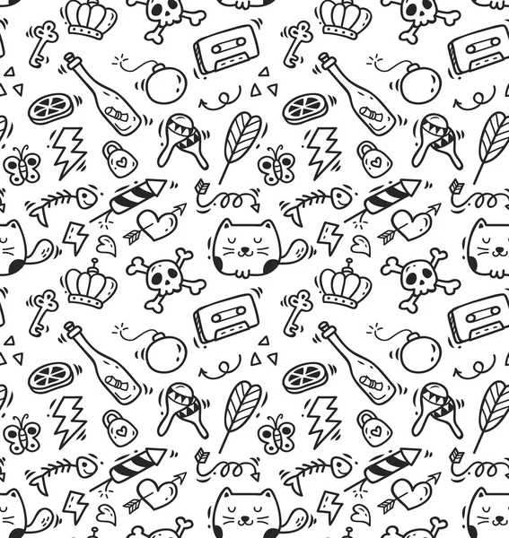 Lindo doodle fondo sin costuras — Vector de stock