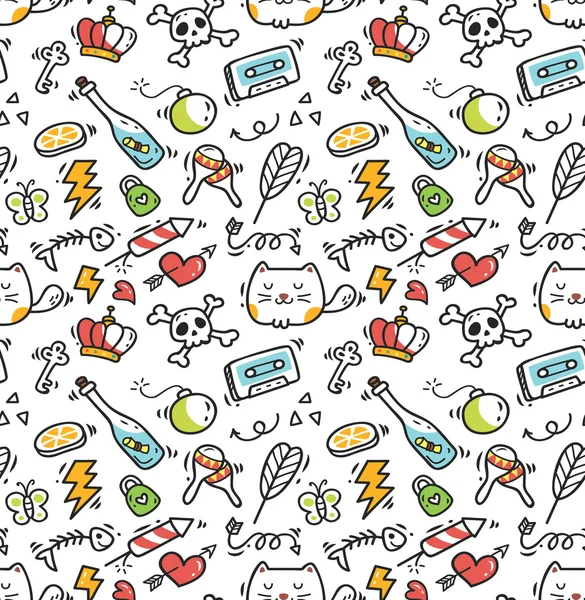 Lindo doodle fondo sin costuras — Archivo Imágenes Vectoriales