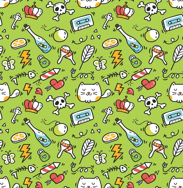 Lindo doodle fondo sin costuras — Vector de stock