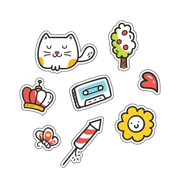 Set of cute patch isolated — Stock Vector