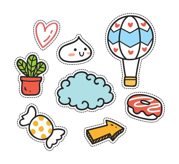 Set of cute patch isolated — Stock Vector