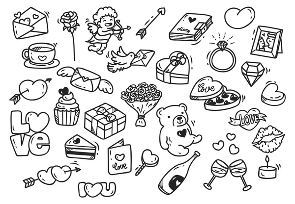 Dia dos Namorados doodle set — Vetor de Stock