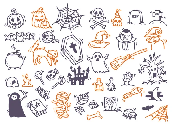 Cartone animato Halloween doodle — Vettoriale Stock