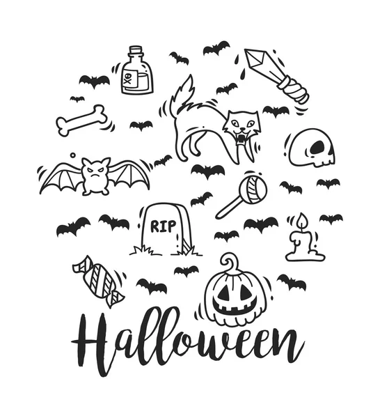 Halloween tematyce bazgroły elementów — Wektor stockowy