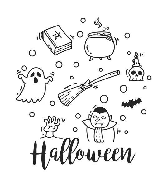 Cadılar Bayramı temalı doodle öğeleri — Stok Vektör