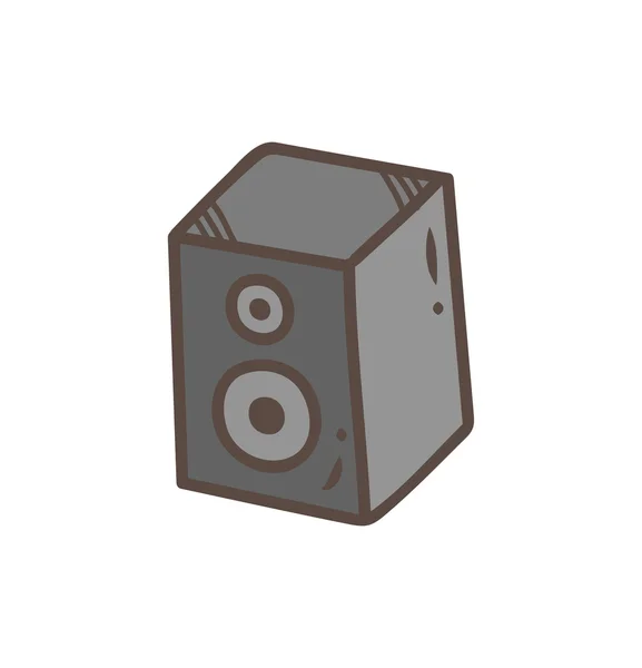 Speaker doodle keras terisolasi - Stok Vektor