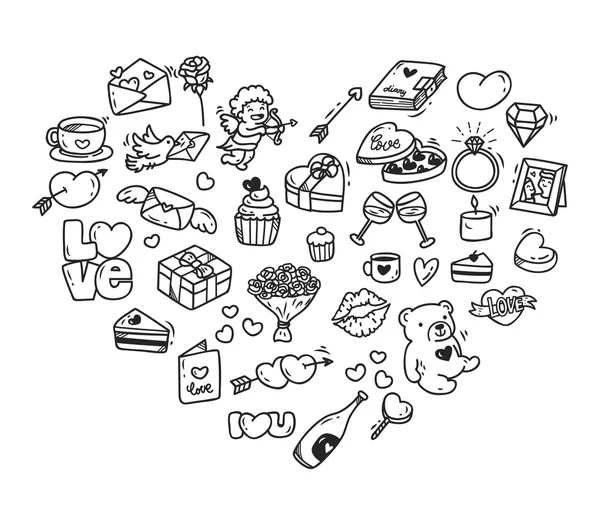 Set voor Valentijn pictogram doodle — Stockvector