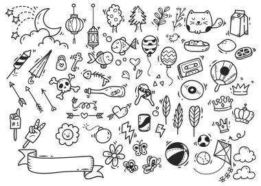 Elle çizilmiş doodle kümesi