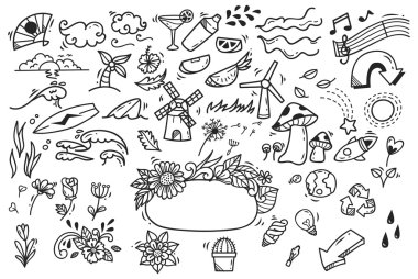 Elle çizilmiş doodle kümesi