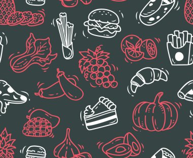 çeşitli gıda doodle 