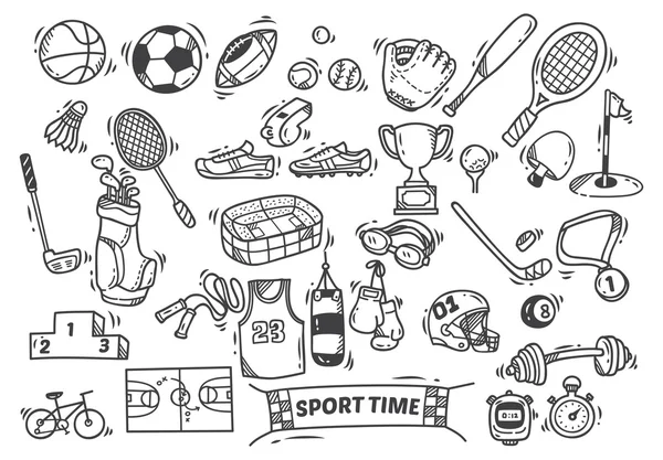 Doodle temático esporte — Vetor de Stock