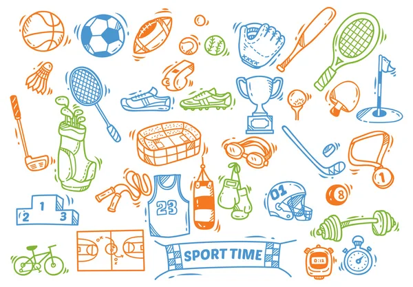 Doodle temático esporte — Vetor de Stock