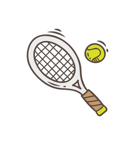 テニスラケットとボールのアイコン — ストックベクタ