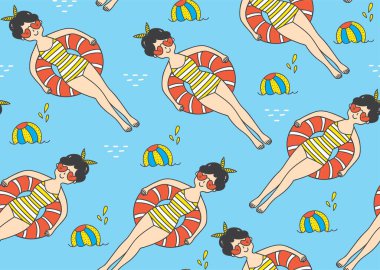 Bilardodaki kadınlarla kusursuz vektör çizimi