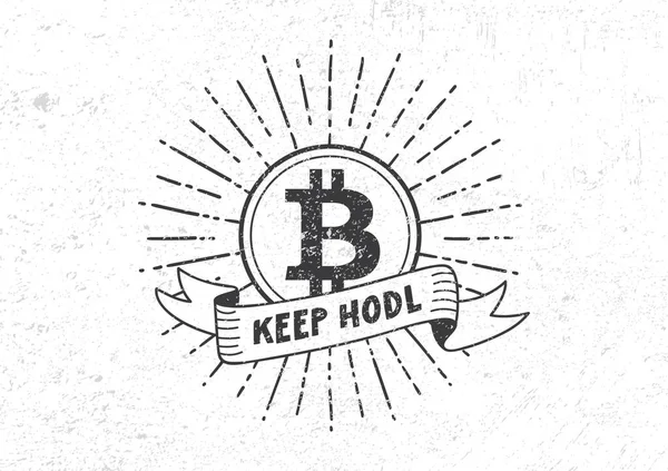 Ilustrace Bitcoinové Značky Nápisem Keep Hodl — Stockový vektor