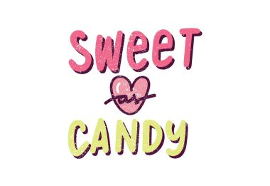 Şekerli harflerle yazılmış kalbin vektör illüstrasyonu