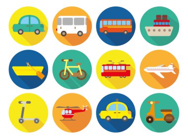 ulaşım düz simgeler