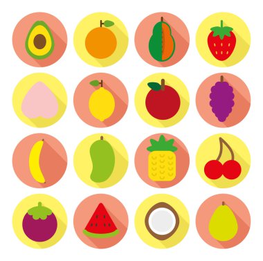 Çeşitli meyve düz simgeler