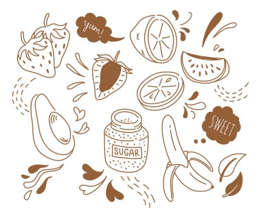 meyve karikatür simgeler kümesi