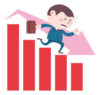 Kaybı grafik grafik üzerinde çalışan iş adamı