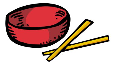 kase ve yemek çubukları