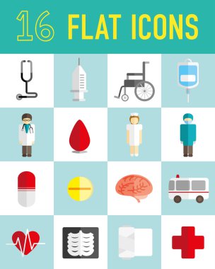 Hastane düz simgeler