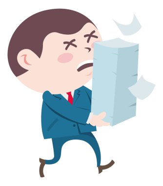 Kağıt destesini taşıyan ofis çalışanı