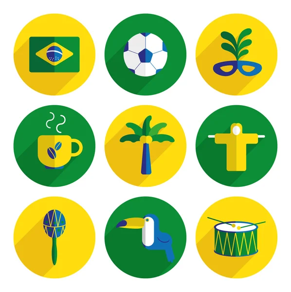 Brazil flat icons — Stock Vector