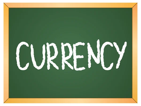 Currency word  on chalkboard — Stock Vector