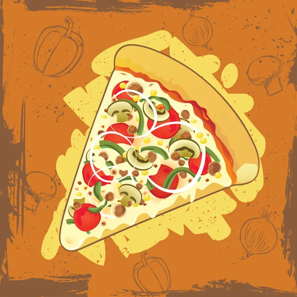 Tranche de pizza grunge — Image vectorielle