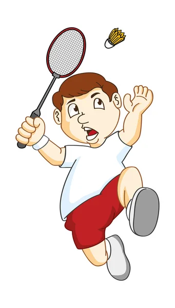 Garçon jouant au badminton — Image vectorielle