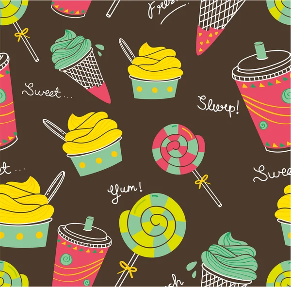 Diferentes variedades de postres — Vector de stock