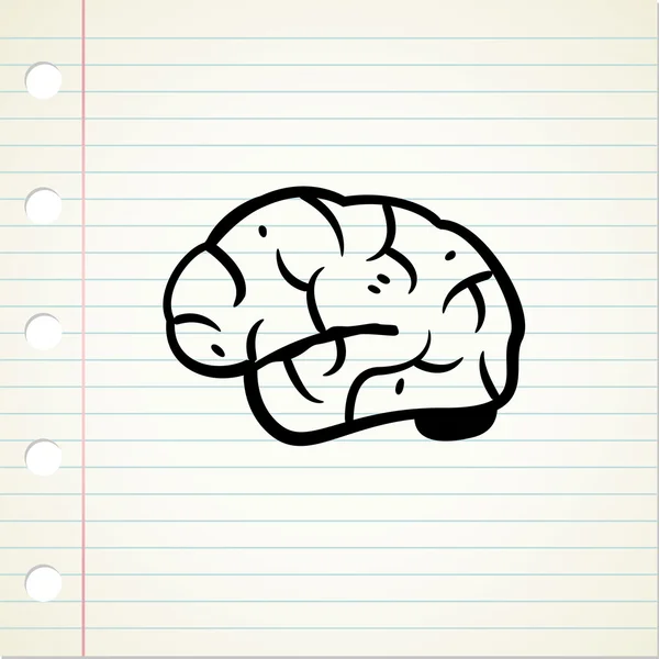 Cerebro de dibujos animados en estilo doodle — Vector de stock