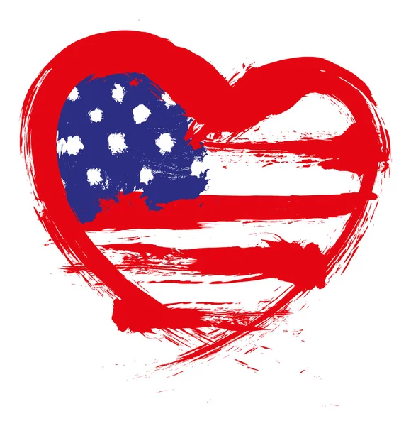 Forma de corazón Bandera americana — Vector de stock