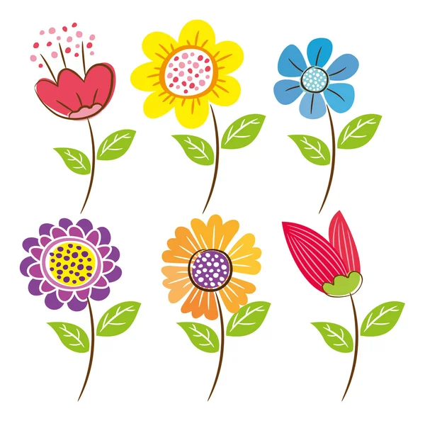 Bonitas flores garabato — Vector de stock