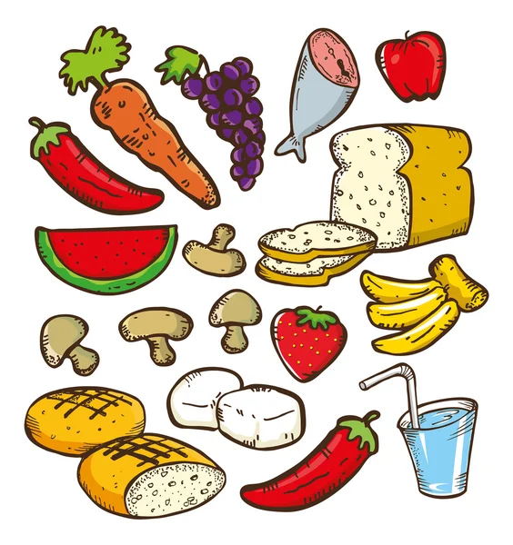 Gesunde Ernährung Doodle — Stockvektor