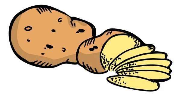 Kartun kentang mentah - Stok Vektor