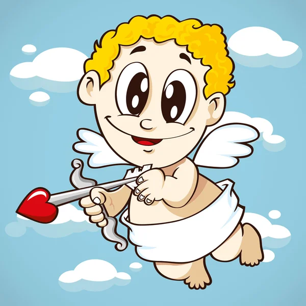 Vliegende cupid, Valentijn symbool — Stockvector