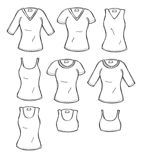 Kläder mall doodle — Stock vektor