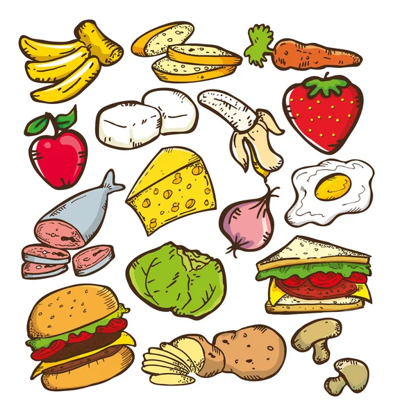 Hälsosam mat Doodle — Stock vektor