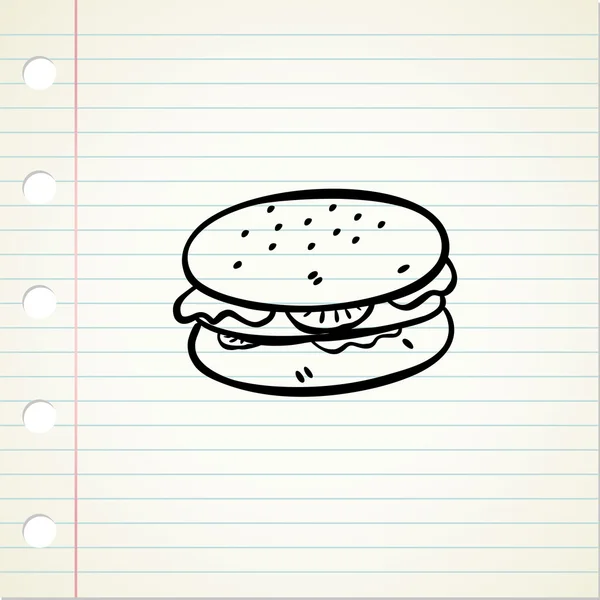 Tasty burger doodle — Stock Vector