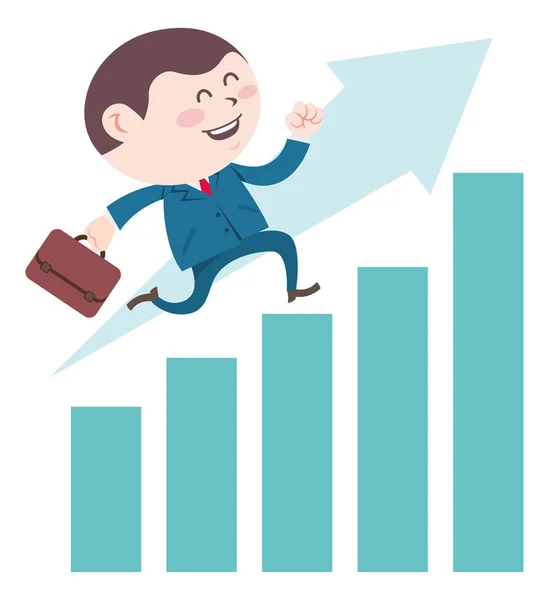 Businessman walking on profit chart — Stock Vector
