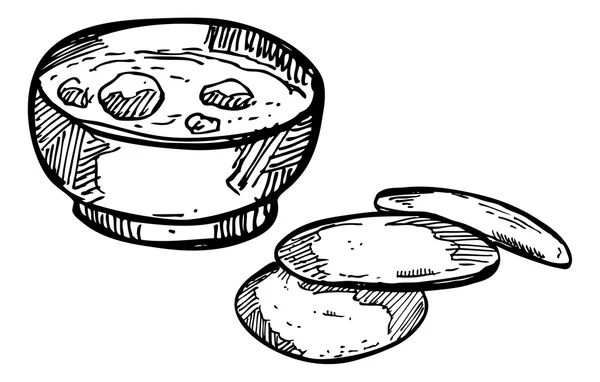 Soup with garlic bread — Stock Vector