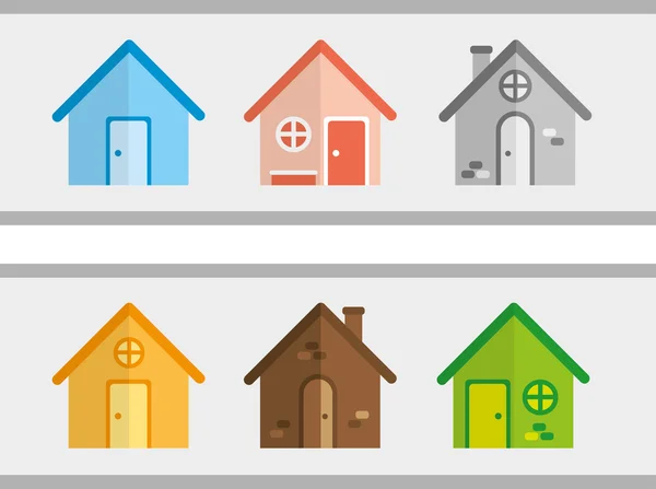 Color house, home icons — Stock Vector