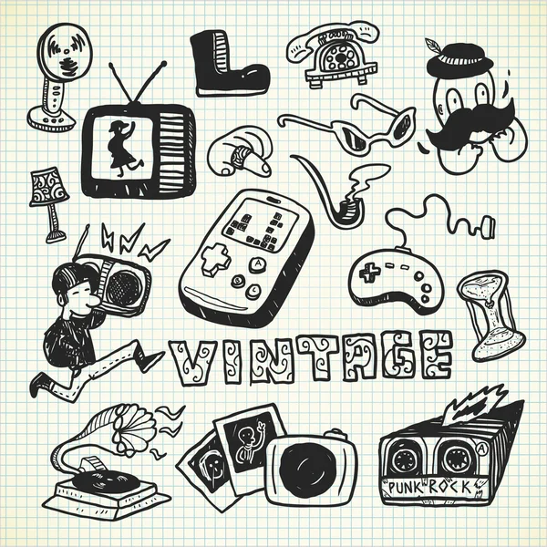 Oggetto vintage in stile doodle — Vettoriale Stock