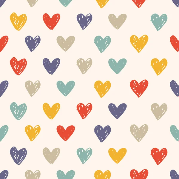 Colorful sketchy love pattern — Stock Vector